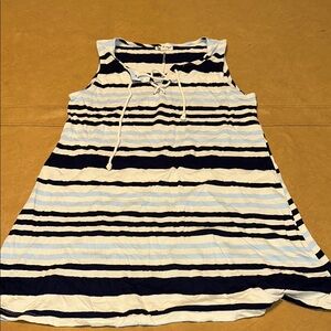 About A Girl Navy and White Sleeveless Sundress